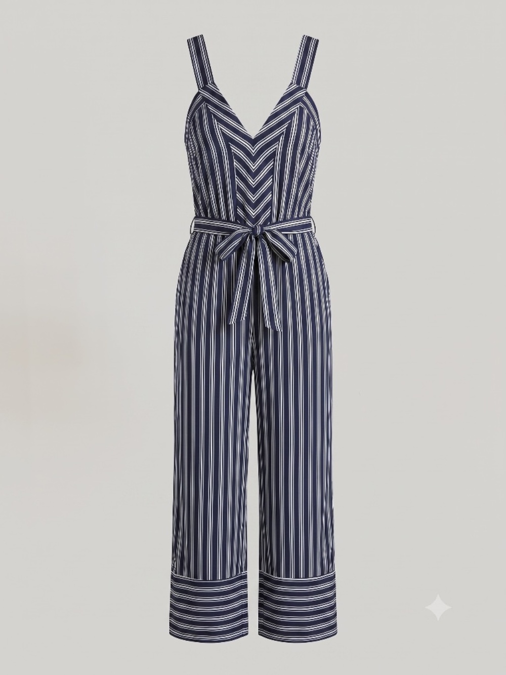 Greylin Striped Wide-Leg Jumpsuit with Tie Waist - Size M